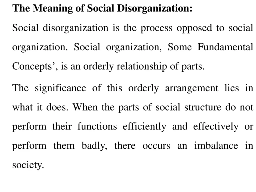the meaning of social disorganization