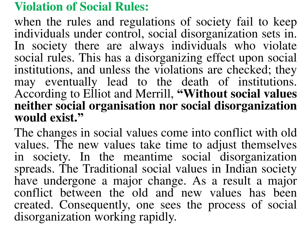 violation of social rules when the rules