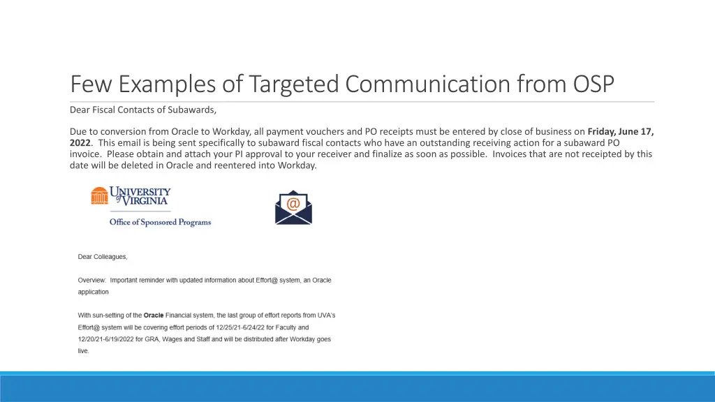 few examples of targeted communication from osp