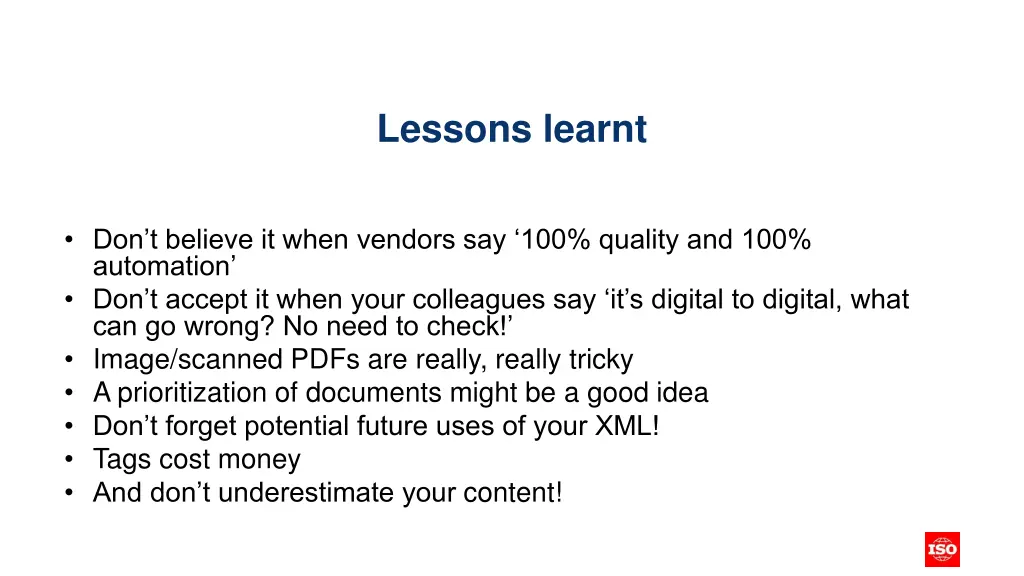lessons learnt
