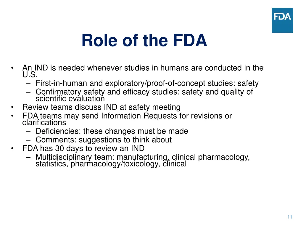 role of the fda