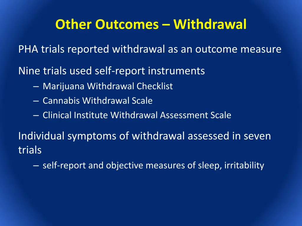 other outcomes withdrawal