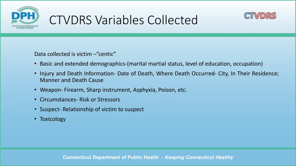ctvdrs variables collected