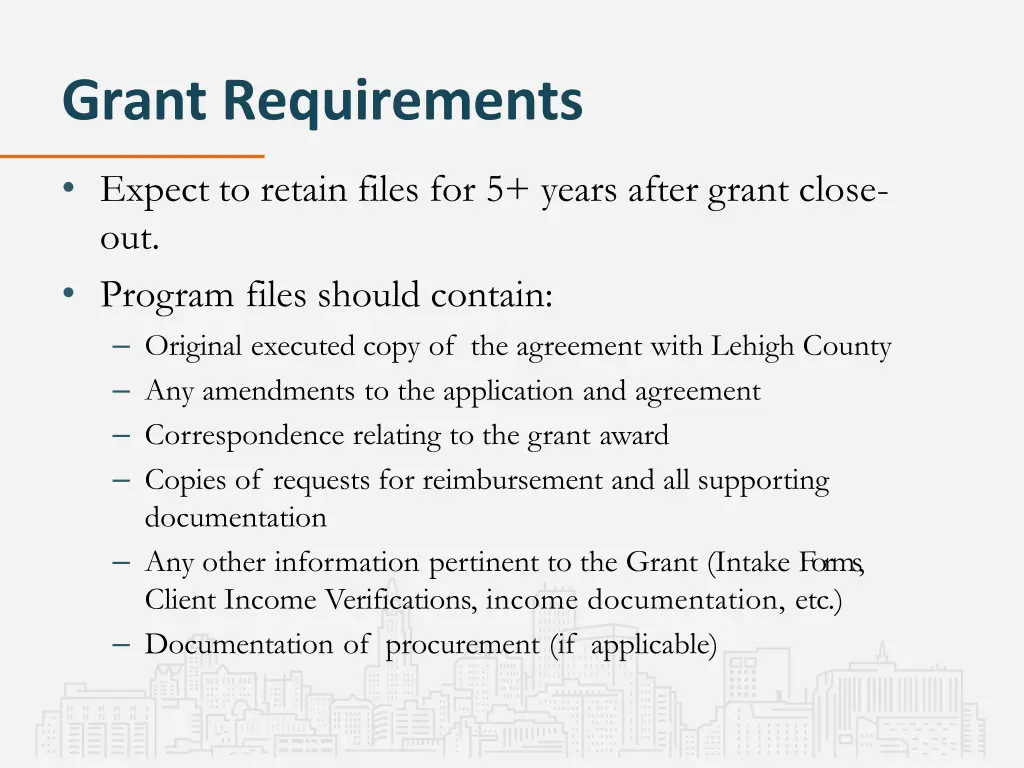grant requirements 8