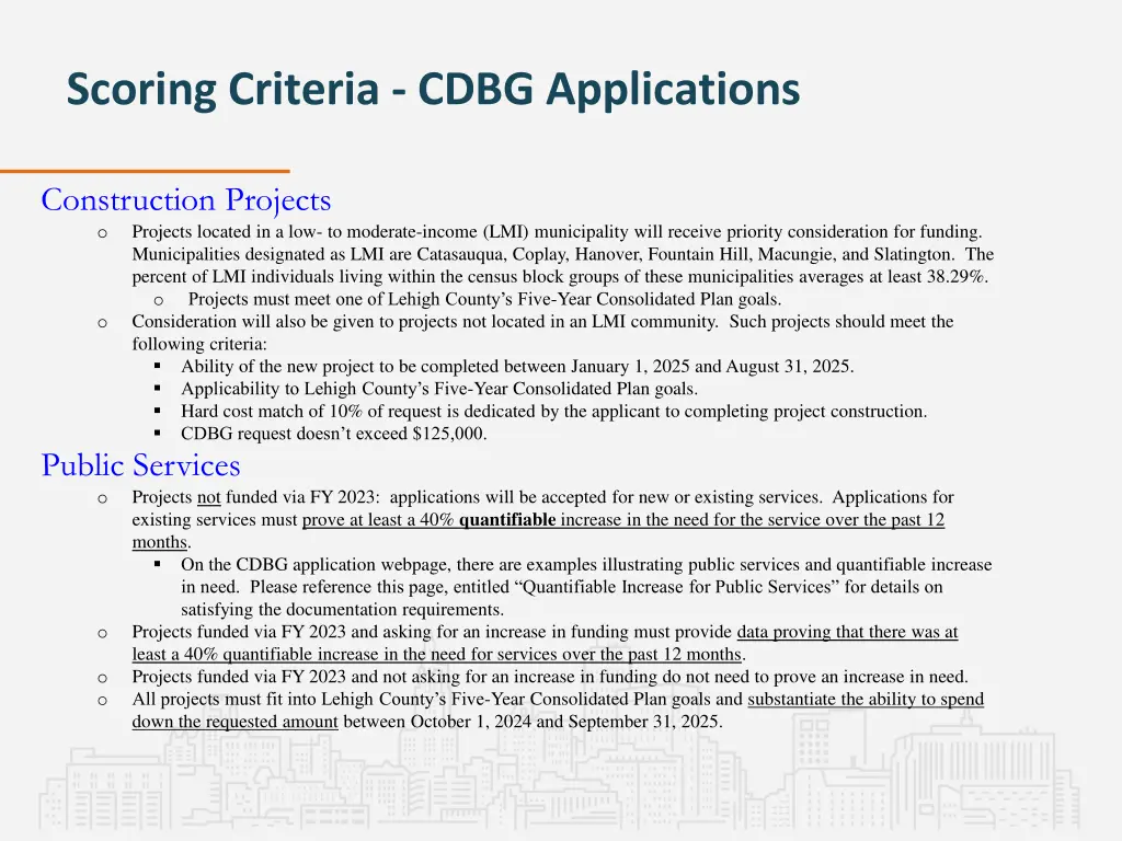 scoring criteria cdbg applications