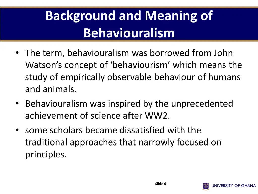 background and meaning of behaviouralism