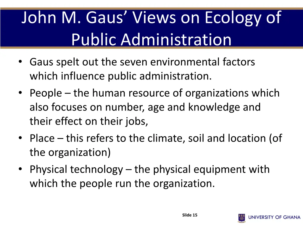 john m gaus views on ecology of public