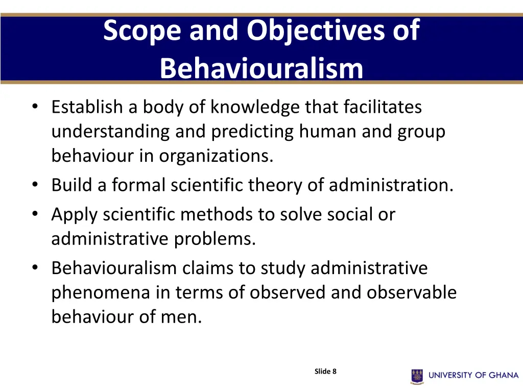 scope and objectives of behaviouralism establish