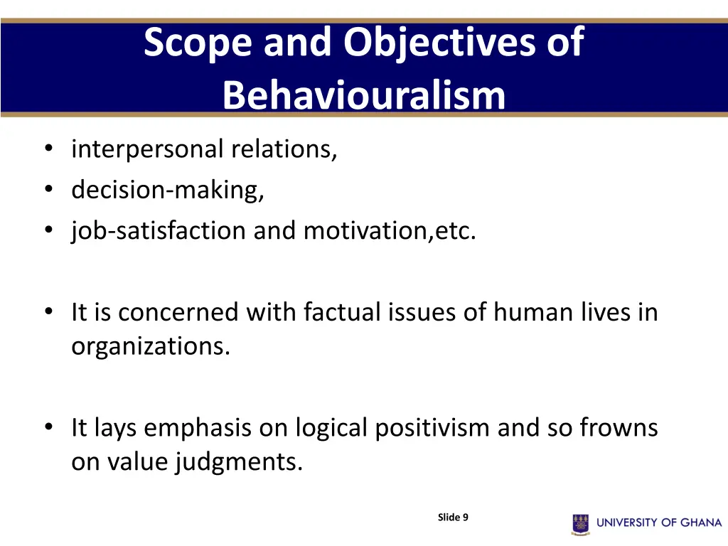 scope and objectives of behaviouralism