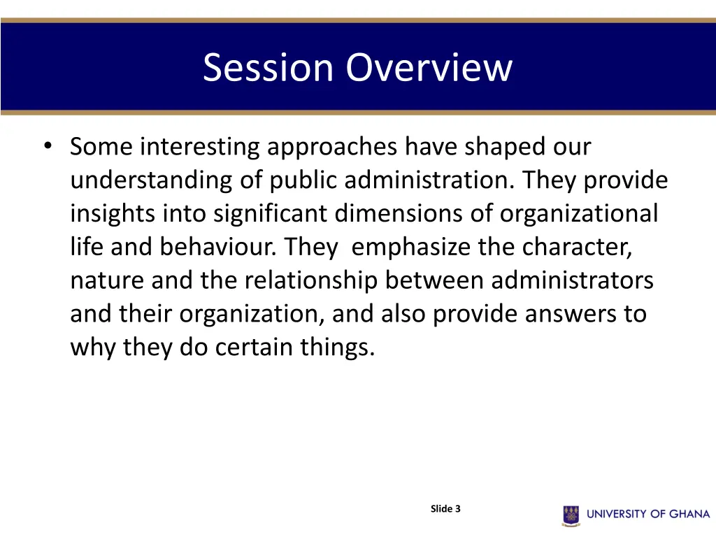 session overview