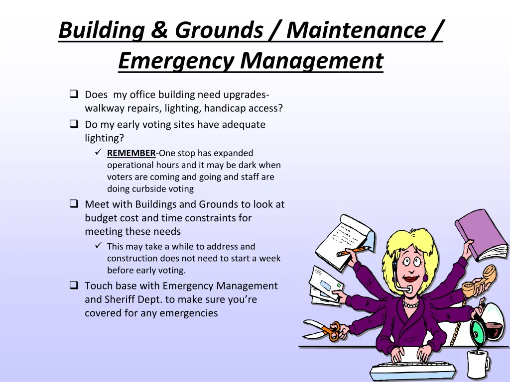 building grounds maintenance emergency management