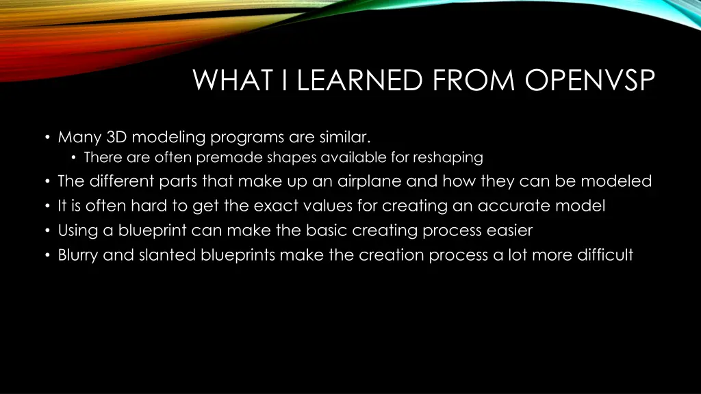 what i learned from openvsp