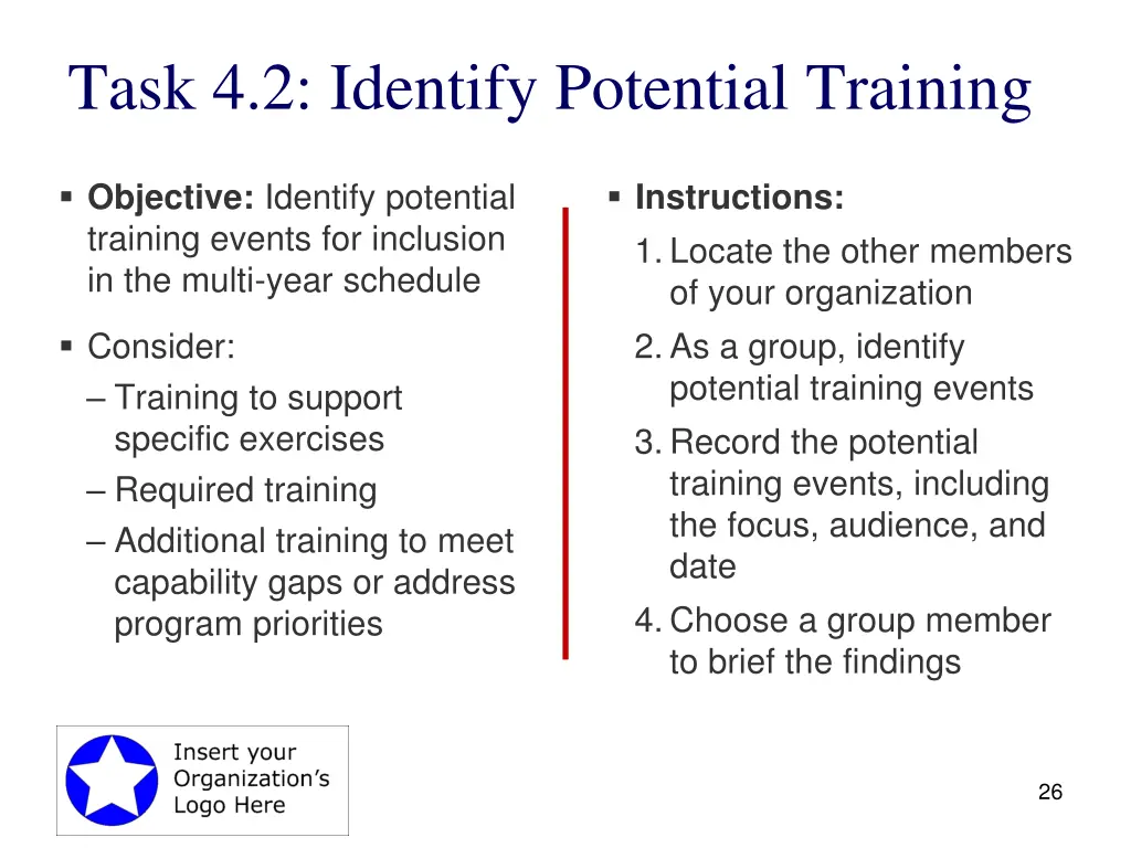 task 4 2 identify potential training
