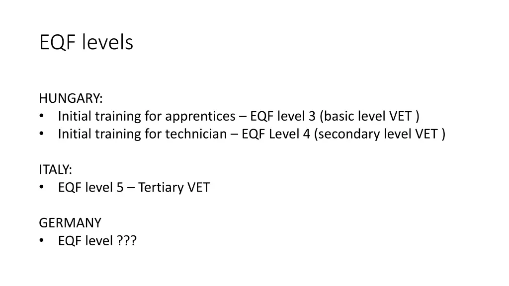 eqf levels