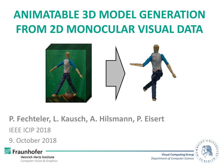 animatable 3d model generation from 2d monocular