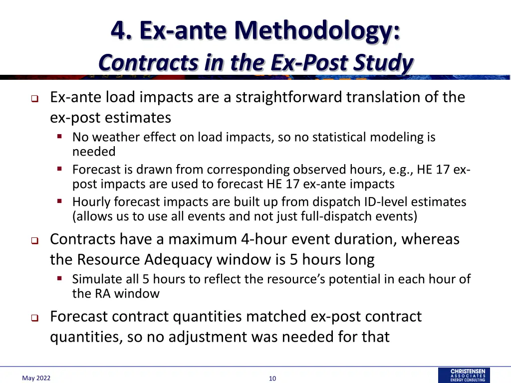 4 ex ante methodology contracts in the ex post