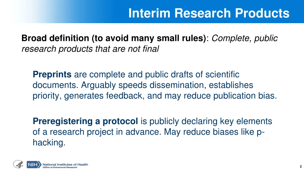interim research products