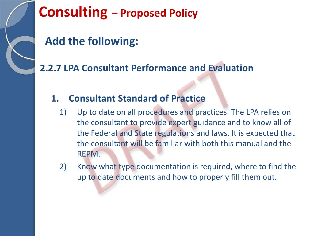 consulting proposed policy 2