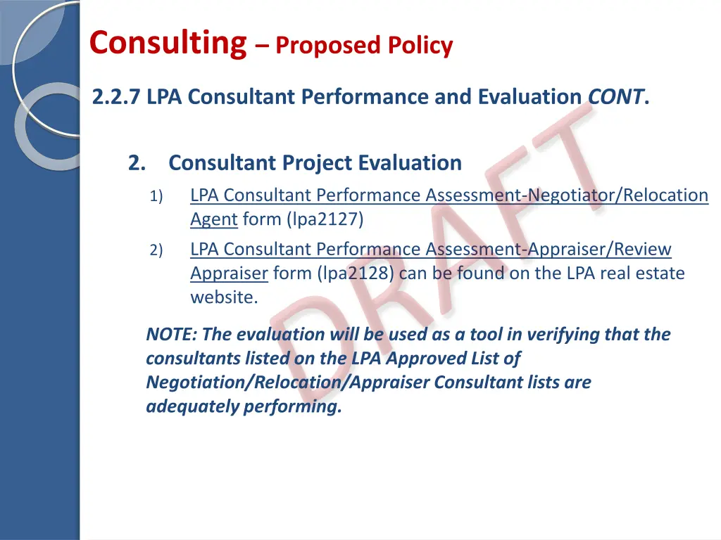 consulting proposed policy 3