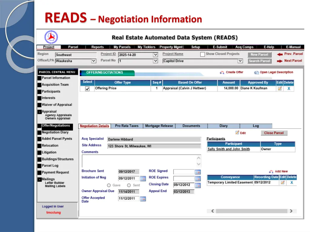 reads negotiation information