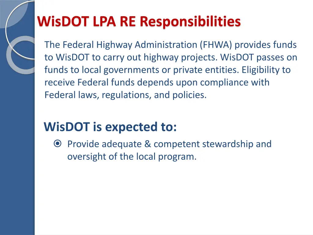wisdot lpa re responsibilities