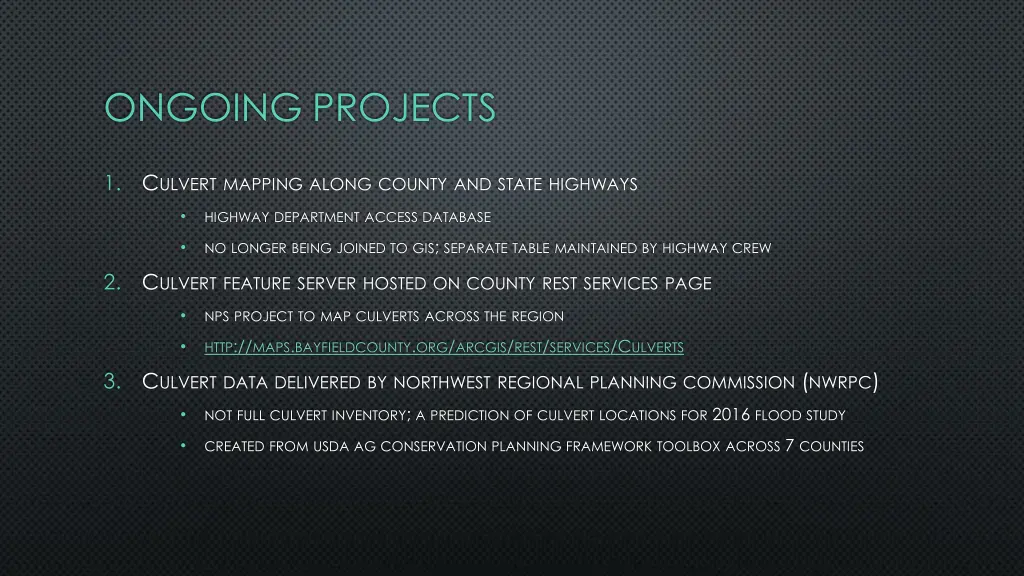 ongoing projects