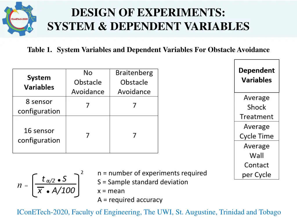 design of experiments system dependent variables