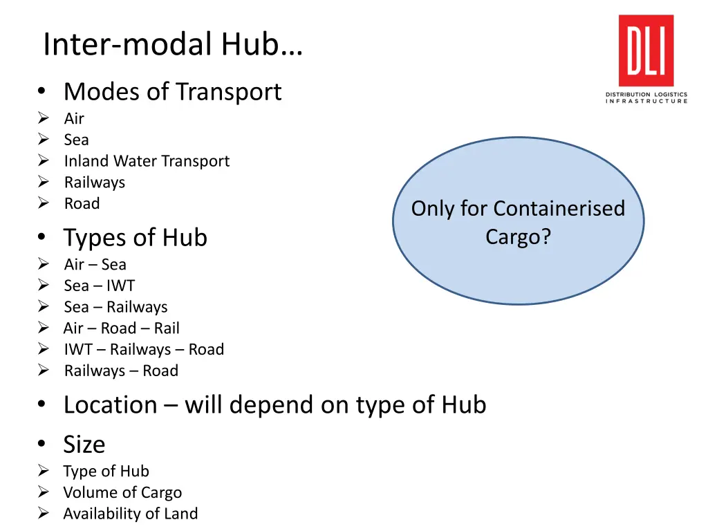inter modal hub modes of transport air sea inland