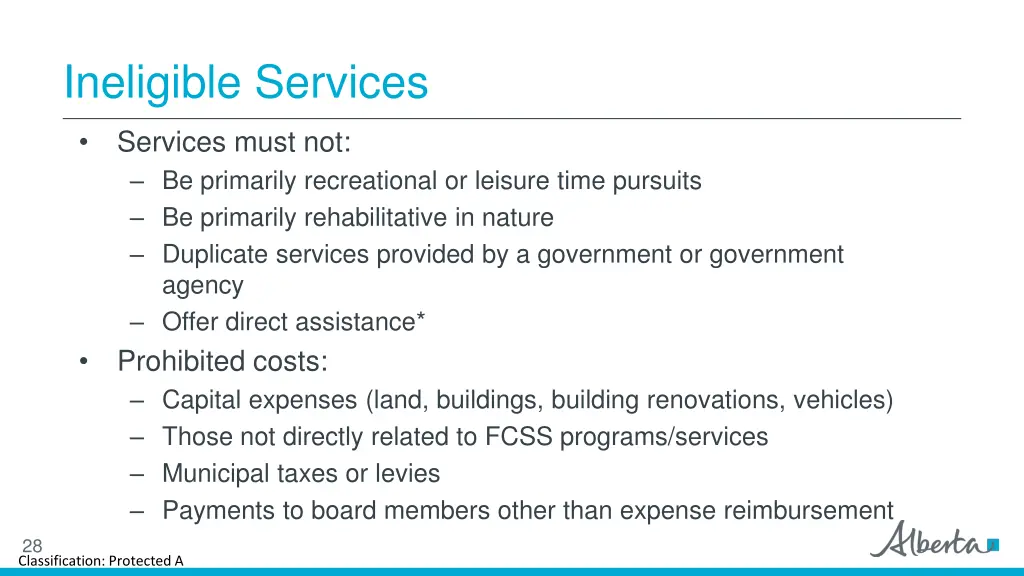 ineligible services