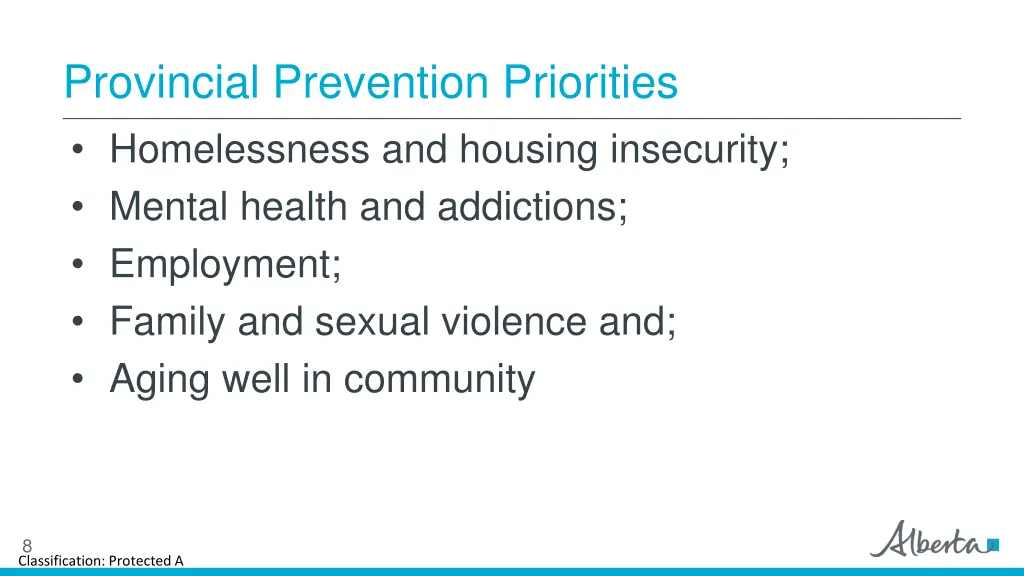 provincial prevention priorities
