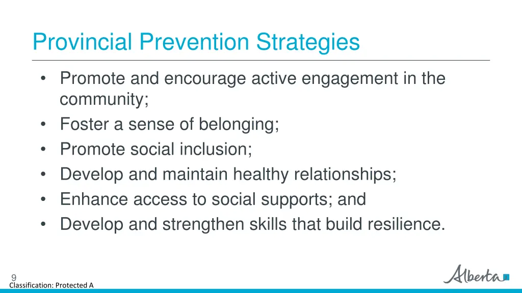 provincial prevention strategies