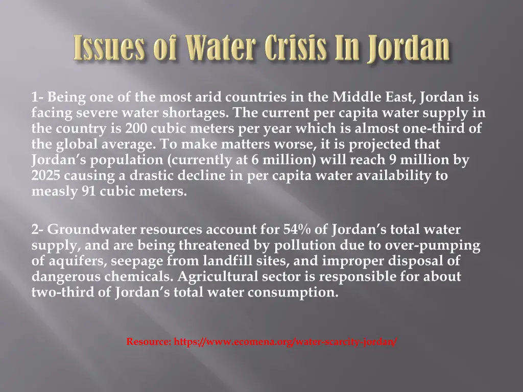 1 being one of the most arid countries