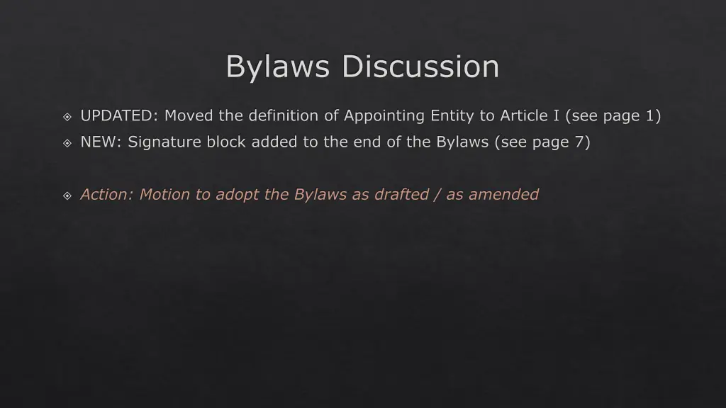 bylaws discussion