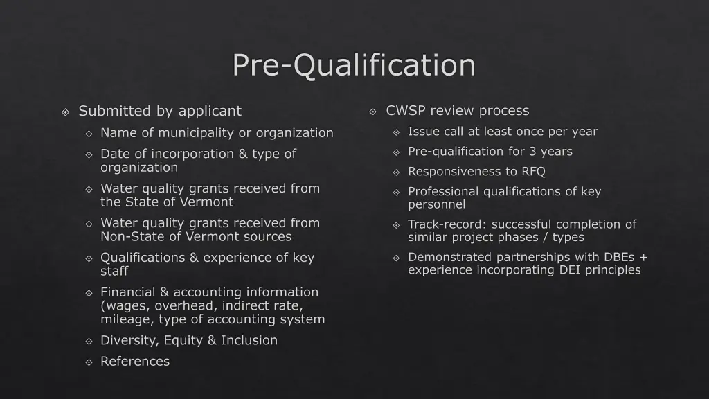 pre qualification