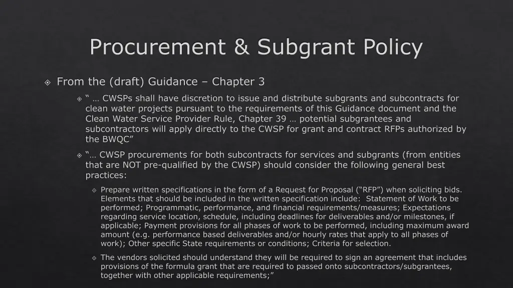 procurement subgrant policy 1