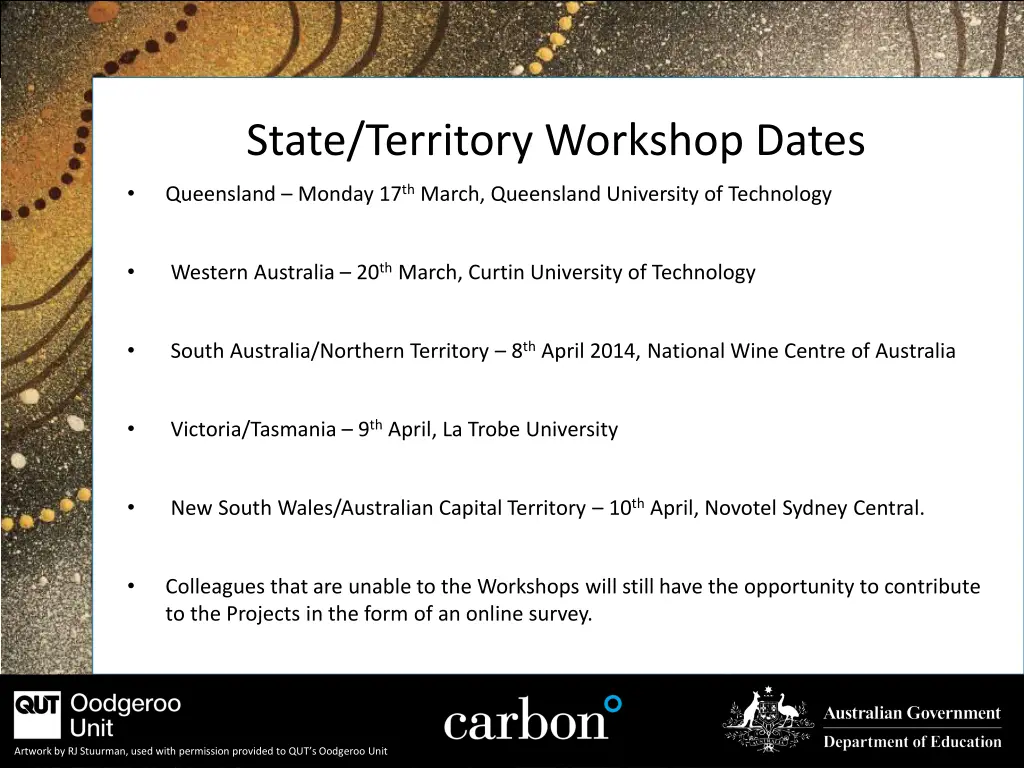 state territory workshop dates