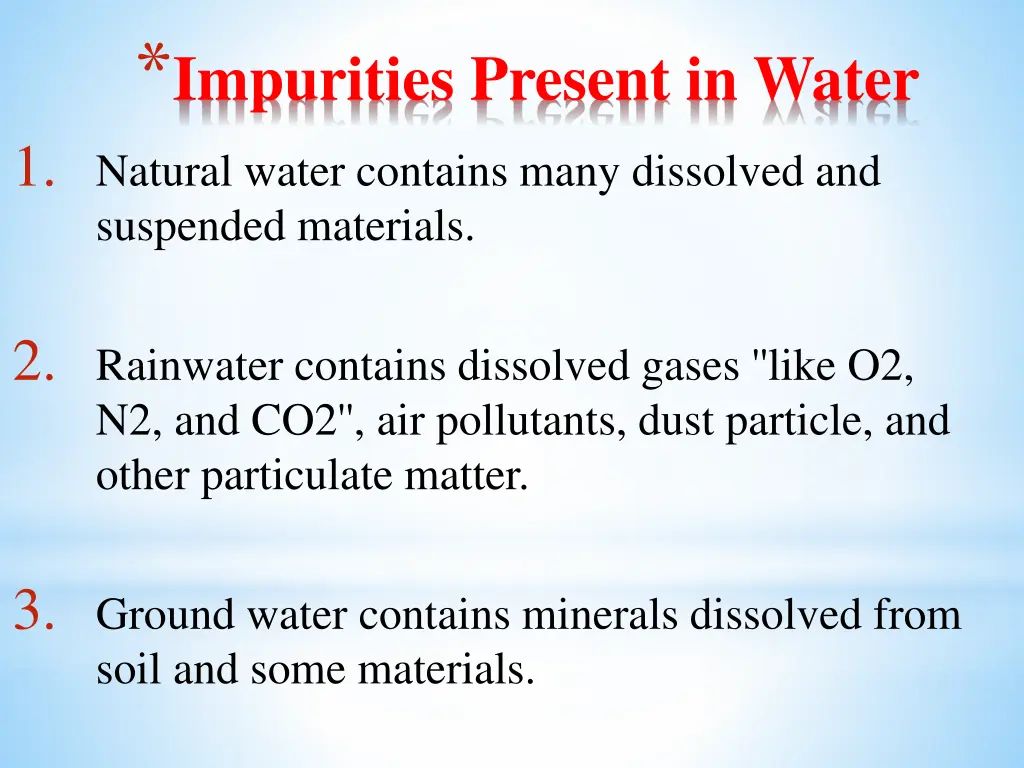 impurities present in water 1 natural water