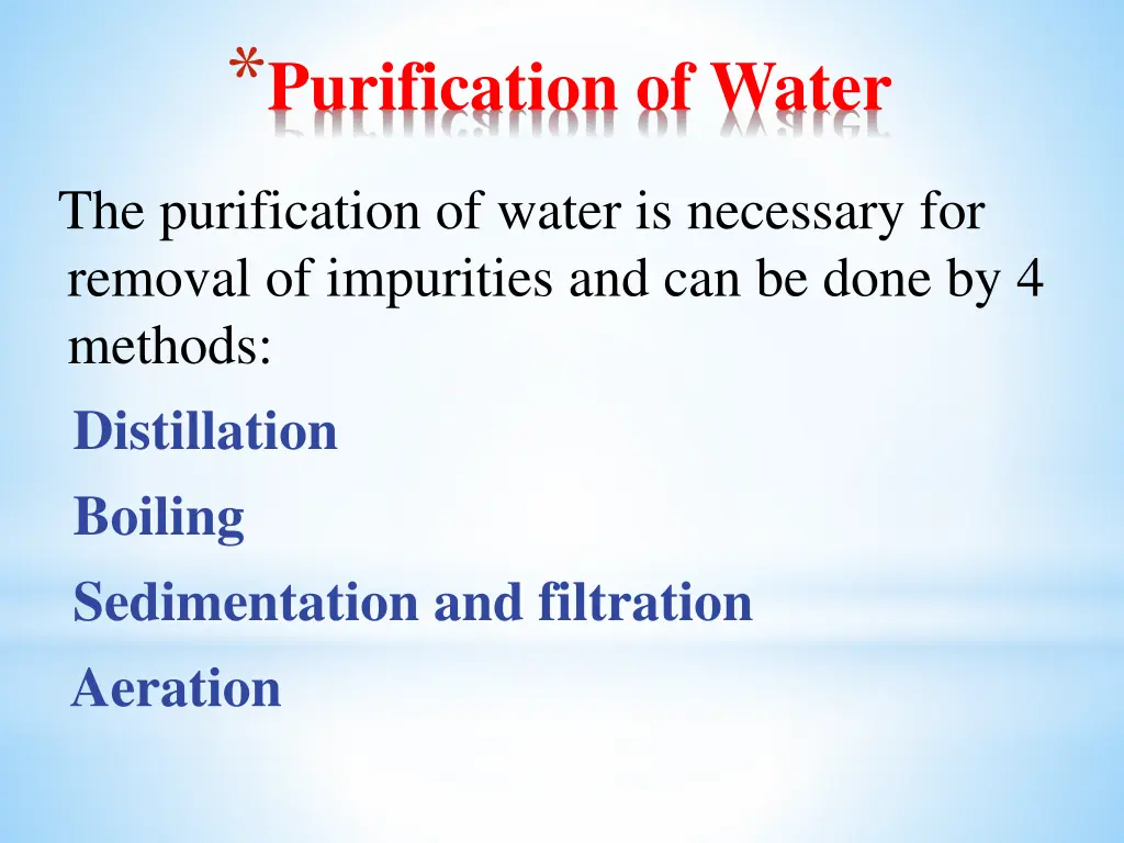 purification of water
