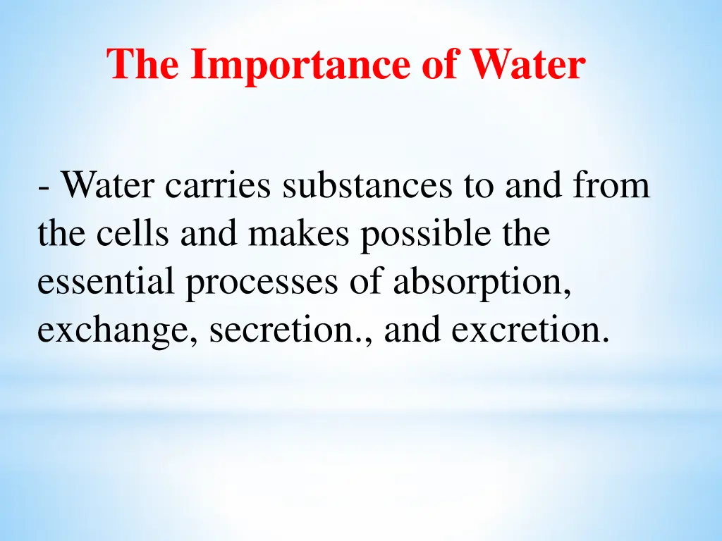 the importance of water 1