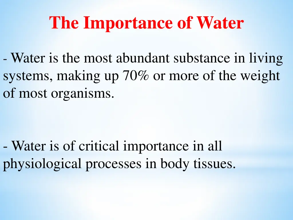 the importance of water