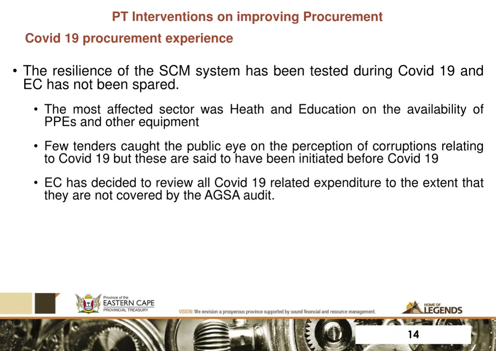 pt interventions on improving procurement covid