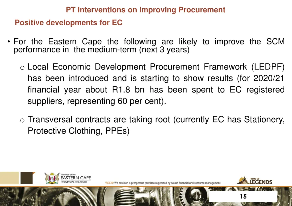 pt interventions on improving procurement