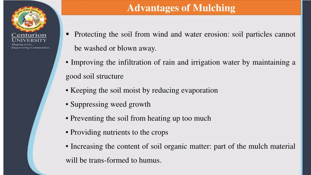 advantages of mulching