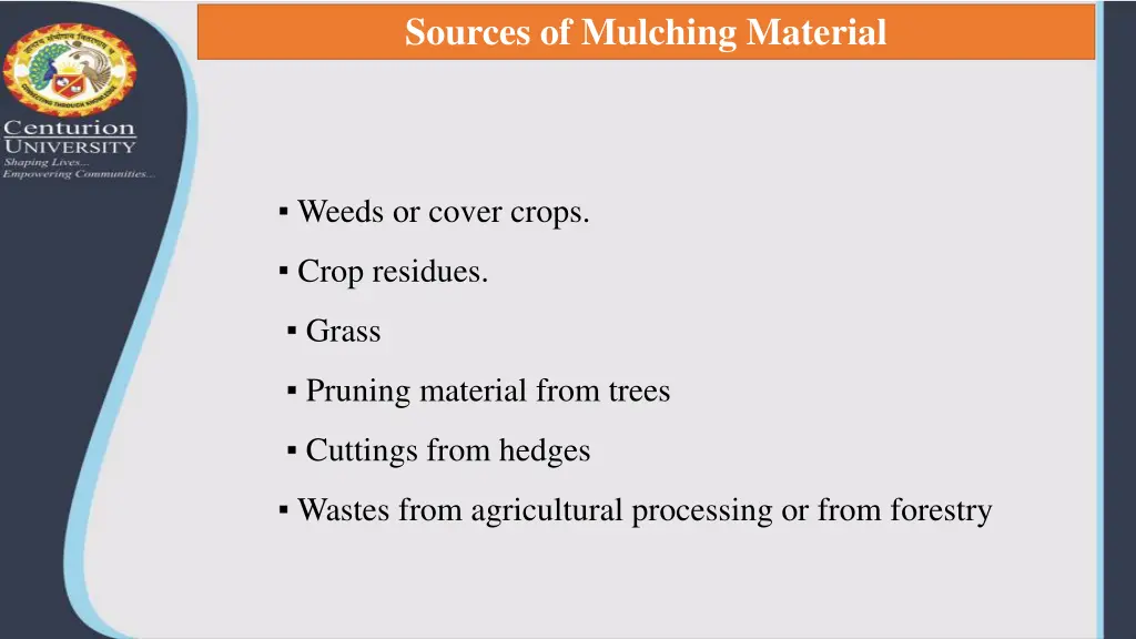 sources of mulching material