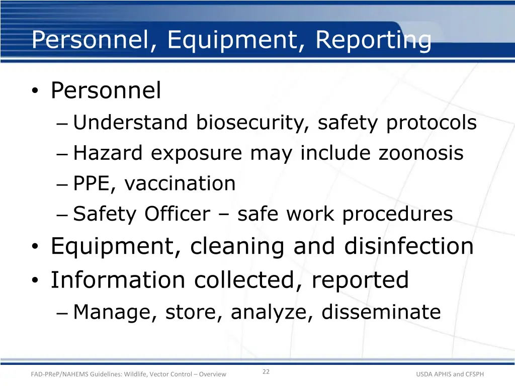 personnel equipment reporting
