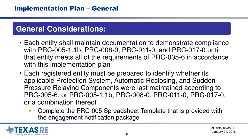implementation plan general