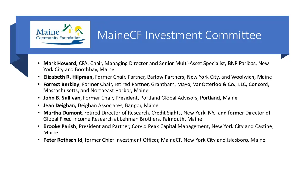 mainecf investment committee