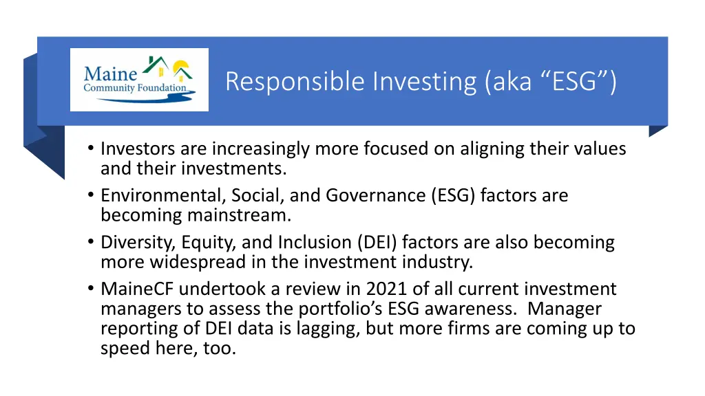 responsible investing aka esg