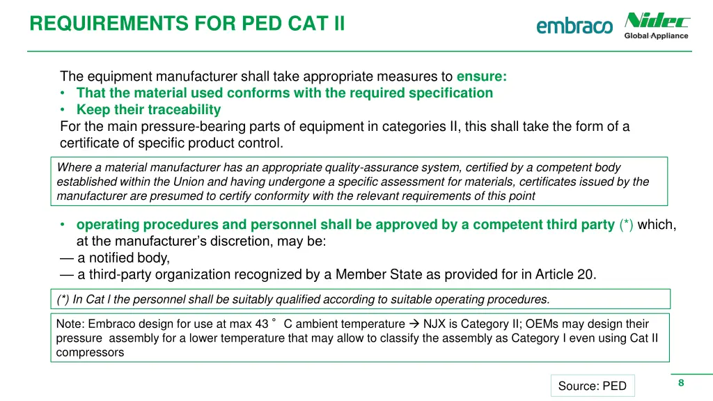 requirements for ped cat ll