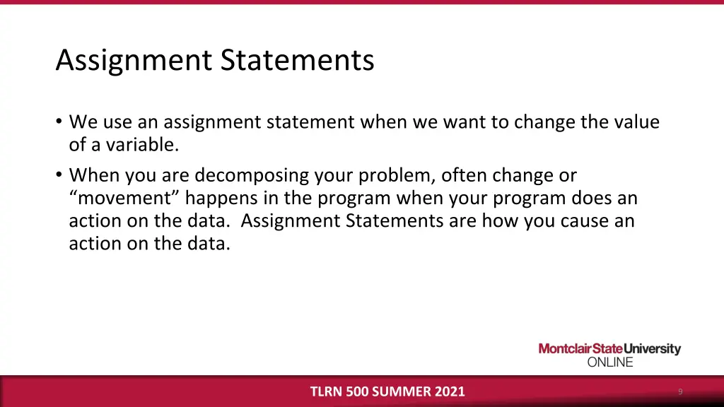 assignment statements